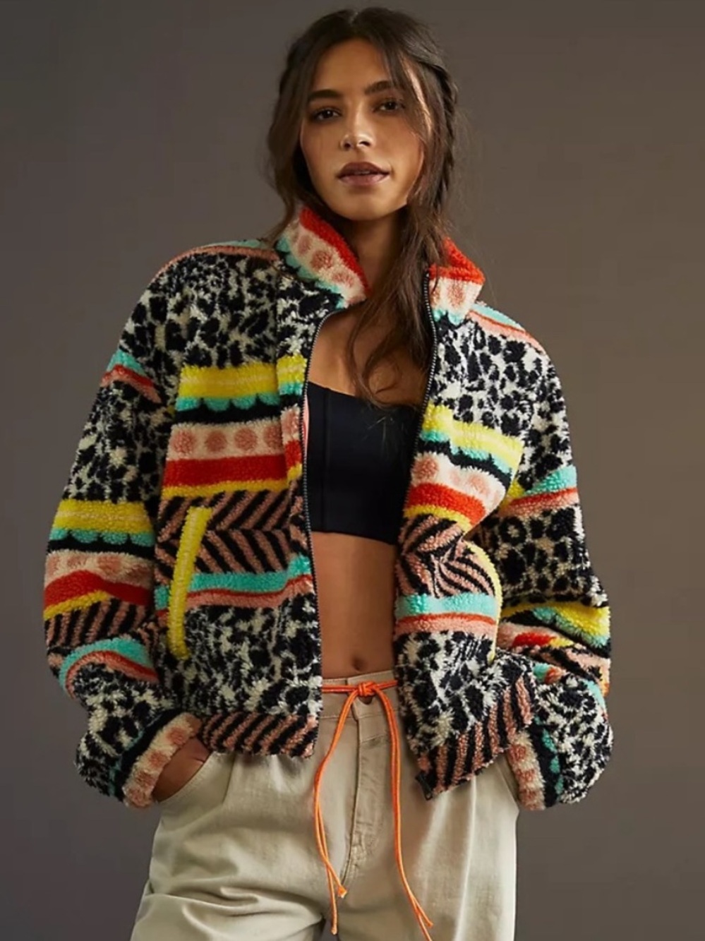 Maeve Lively Abstract Sherpa Jacket